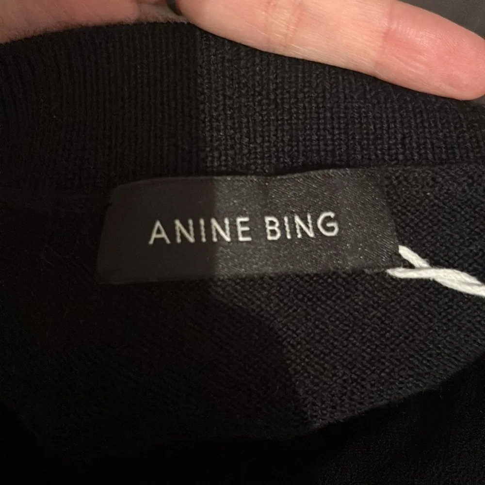 NWT Anine Bing Freja Dress S Wool Cashmere Black Gold Button Sweater Knit Henley - Picture 5 of 11